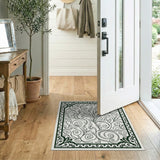 Ornate Green Vine Floral Area Rug