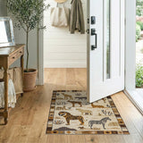 Tribal Safari Animals Rug in Beige Brown
