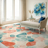 Blue Teal Abstract Pebble Area Rug