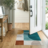 Bold Geometric Teal Orange Area Rug