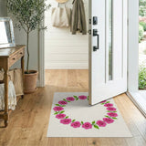 Vintage Pink Rose Wreath Area Rug