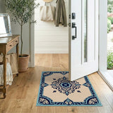Traditional Persian Blue and Teal Blue Teal Persian Medallion Area Rug