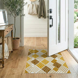 Yellow Geometric Diamond Polka Dot Area Rug