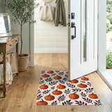 Orange Pumpkin and Leaf Pattern Area Rug