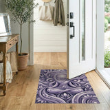 Purple Swirl Leaf Abstract Area Rug