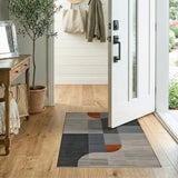 Modern Geometric Grey Orange Area Rug
