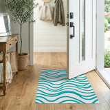 Coastal Beach Teal Ocean Waves Area Rug