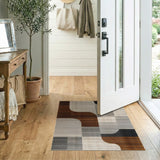 Abstract Geometric Modern Area Rug in Brown Grey