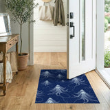 Ethereal White Fir Silhouettes Navy Area Rug