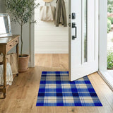 Rustic Farmhouse Navy Blue Plaid Area Rug