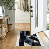 Bold Geometric Modern Area Rug in Blue Grey