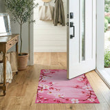 Floral Vintage Pink Cherry Blossom Floral Area Rug