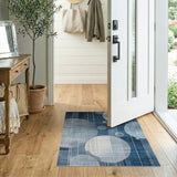 Blue Geometric Circles Area Rug