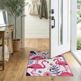 Playful Pink Flamingo Coastal Area Rug