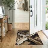 Abstract Brown Tan Brushstroke Area Rug