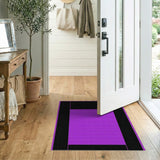 Bold Purple Area Rug with Black Geometric Frame
