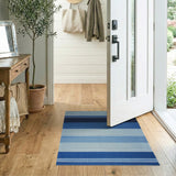 Blue Striped Woven Area Rug