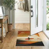 Sunset Surfer Silhouette Coastal Area Rug