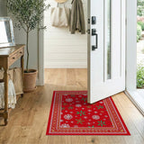 Festive Red Holly Snowflake Area Rug