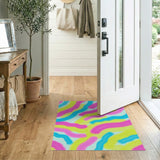 Vibrant Wavy Brush Stroke Abstract Area Rug