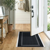 Geometric Modern Black White Geometric Grid Area Rug