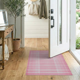 Geometric Modern Pink Gingham Plaid Area Rug