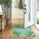 Teal Primrose Floral Area Rug