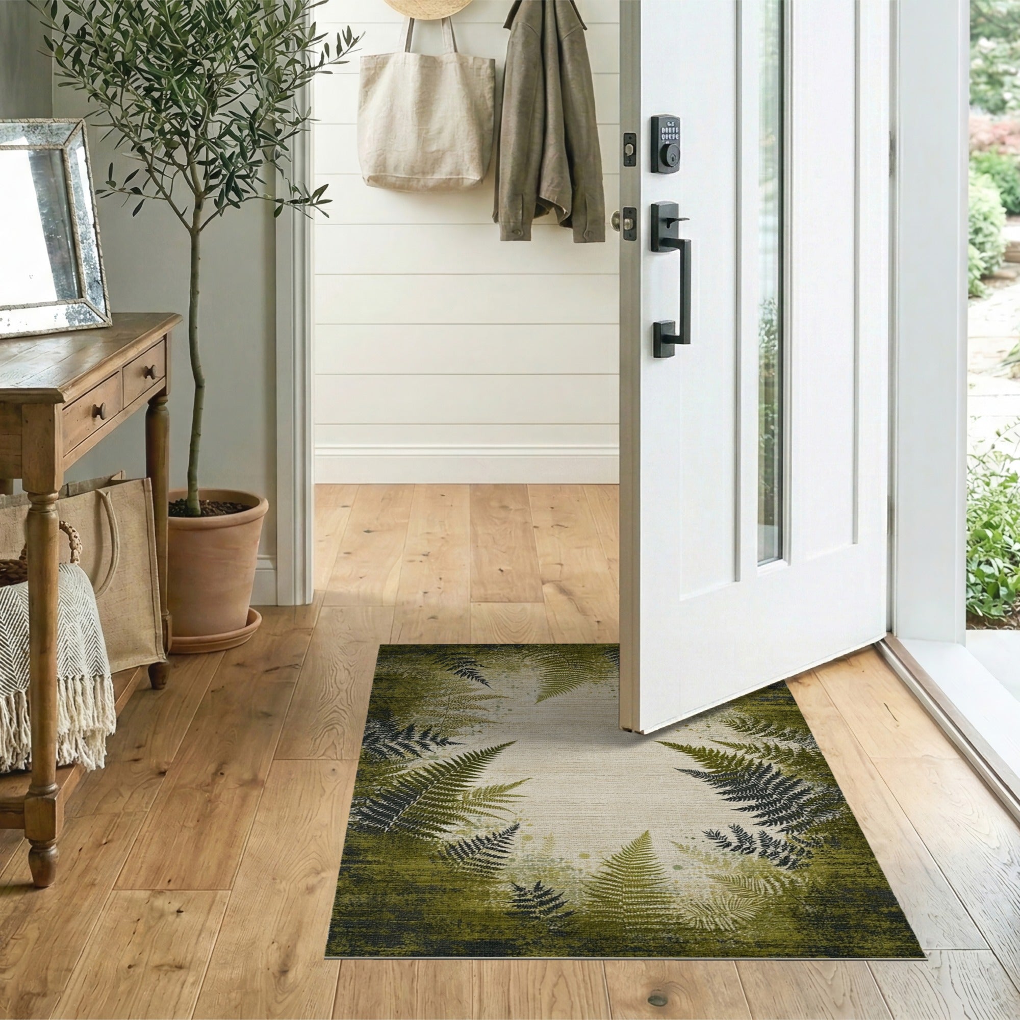 Emerald Fern Distressed Green Area Rug