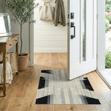 Glitch Cityscape Black White Area Rug