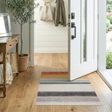 Distressed Multi-Color Horizontal Stripe Area Rug
