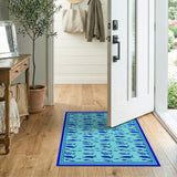Blue Teal Fish Coastal Area Rug