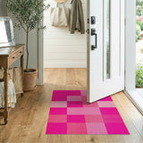 Pink Vibrant Pink Patchwork Geometric Area Rug