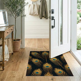 Golden Peacock Feathers Area Rug