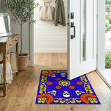 Vibrant Blue Skull Marigold Area Rug