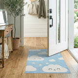 Cute Clouds Stars Blue Kids Area Rug