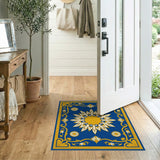 Navy Blue Gold Sunflower Persian Rug
