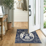 Ice Queen Portrait Navy Blue Area Rug