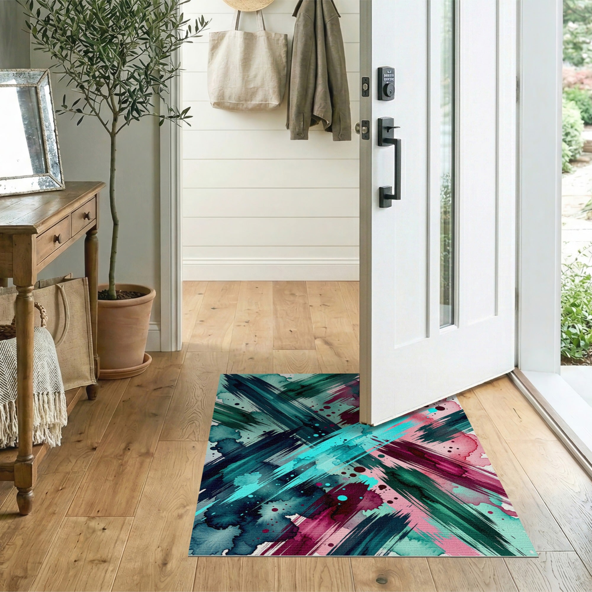 Abstract Watercolor Splash Area Rug