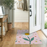 Pink Whimsical Pink Daisy Floral Area Rug