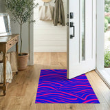 Bold Neon Blue Pink Wavy Zebra Area Rug