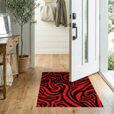 Bold Red Black Tribal Swirl Area Rug