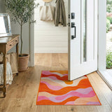 Multi-color and Patterns Vibrant Wavy Abstract Multi-Color Area Rug