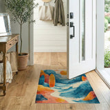Coastal Surfboards Sunset Waves Area Rug