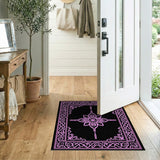 Pink Floral Medallion Area Rug on Black
