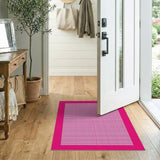 Pink Vibrant Pink Gingham Checkered Area Rug