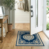 Blue and Teal Navy Blue Persian Mandala Area Rug
