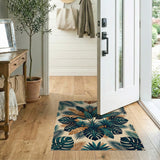 Lush Monstera Palm Leaf Boho Area Rug