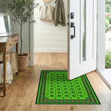 Floral Vintage Lucky Green Shamrock Clover Area Rug