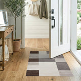 Brown Gray Geometric Block Area Rug