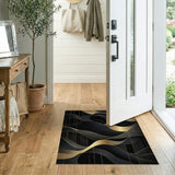 ODIKA Modern Abstract Black and Gold Machine Washable Area Rug - Low Pile Non-Slip Art Deco Rug